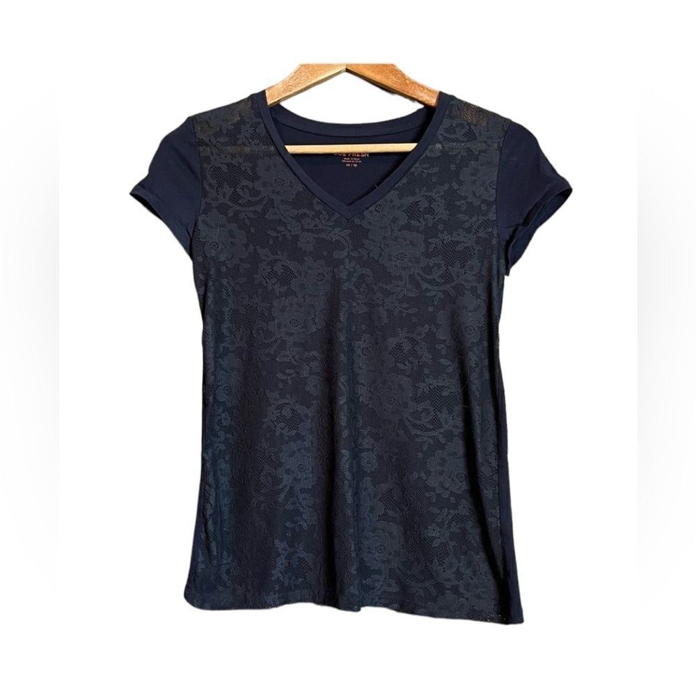 3 for $30! Joe fresh navy v neck tee with lace front